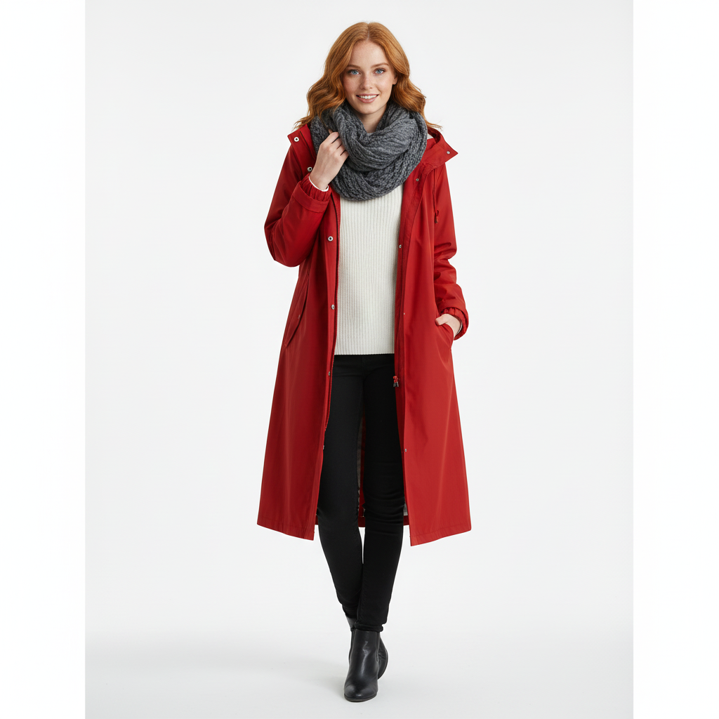 Arlyn Women's Trenchcoat – Long Oversized Coat with Hood & Elegant Cut