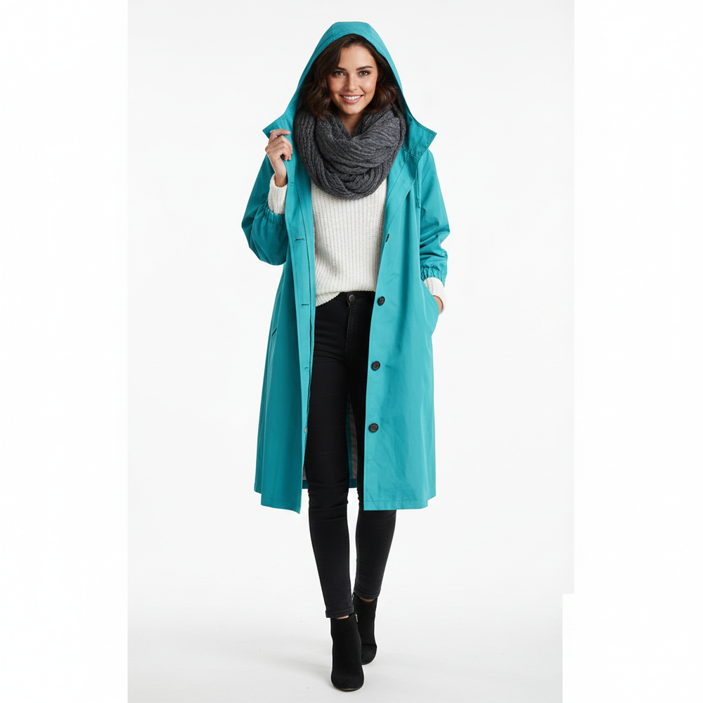 Arlyn Women's Trenchcoat – Long Oversized Coat with Hood & Elegant Cut
