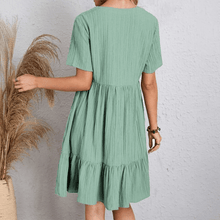 Audrey Mini Dress Woman – Lightweight Summer Dress with V-Neck and Short Sleeves for More Comfort