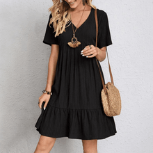 Audrey Mini Dress Woman – Lightweight Summer Dress with V-Neck and Short Sleeves for More Comfort