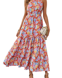 Avira Women's Dress – Floral Asymmetric Maxi Dress One Shoulder, Flowing Bohemian Summer Cut