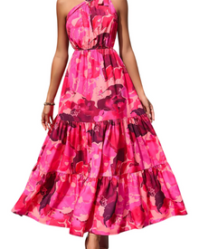 Avira Women's Dress – Floral Asymmetric Maxi Dress One Shoulder, Flowing Bohemian Summer Cut