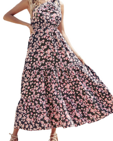 Avira Women's Dress – Floral Asymmetric Maxi Dress One Shoulder, Flowing Bohemian Summer Cut