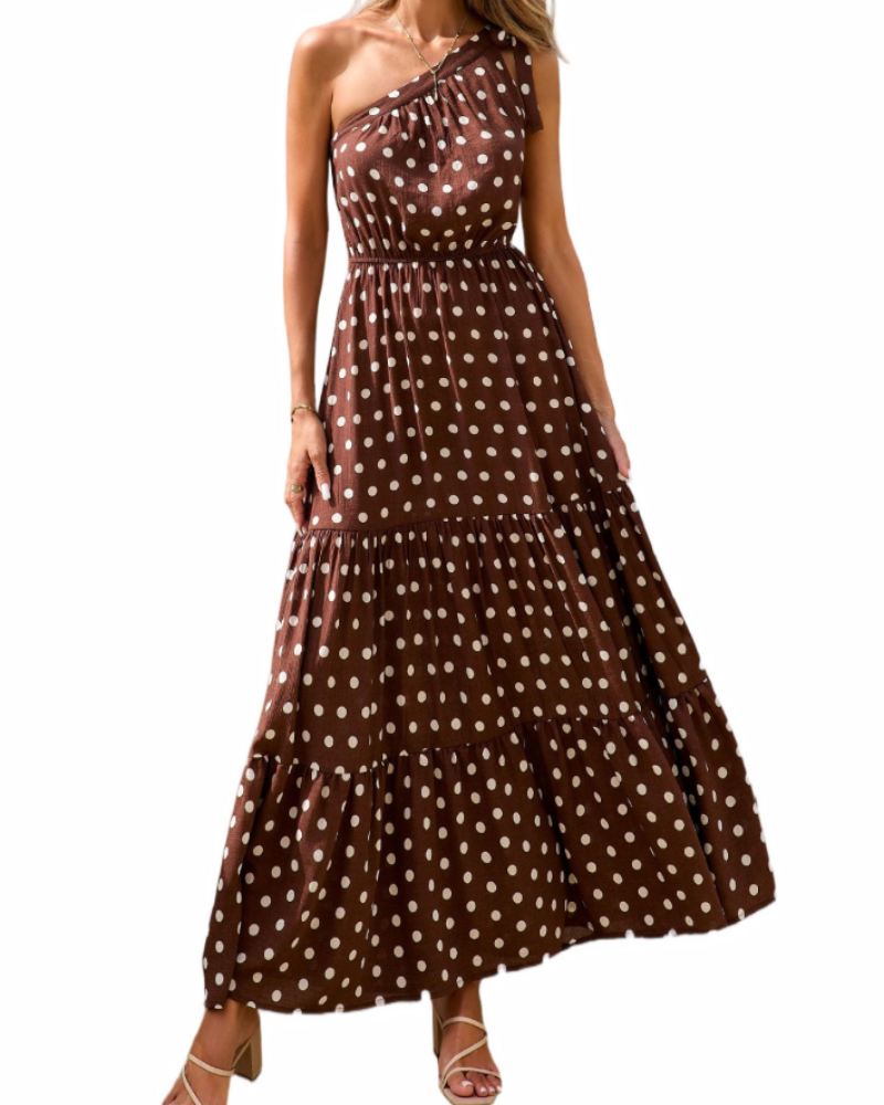 Avira Women's Dress – Floral Asymmetric Maxi Dress One Shoulder, Flowing Bohemian Summer Cut