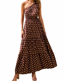 Avira Women's Dress – Floral Asymmetric Maxi Dress One Shoulder, Flowing Bohemian Summer Cut