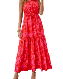Avira Women's Dress – Floral Asymmetric Maxi Dress One Shoulder, Flowing Bohemian Summer Cut