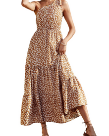 Avira Women's Dress – Floral Asymmetric Maxi Dress One Shoulder, Flowing Bohemian Summer Cut