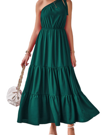 Avira Women's Dress – Floral Asymmetric Maxi Dress One Shoulder, Flowing Bohemian Summer Cut