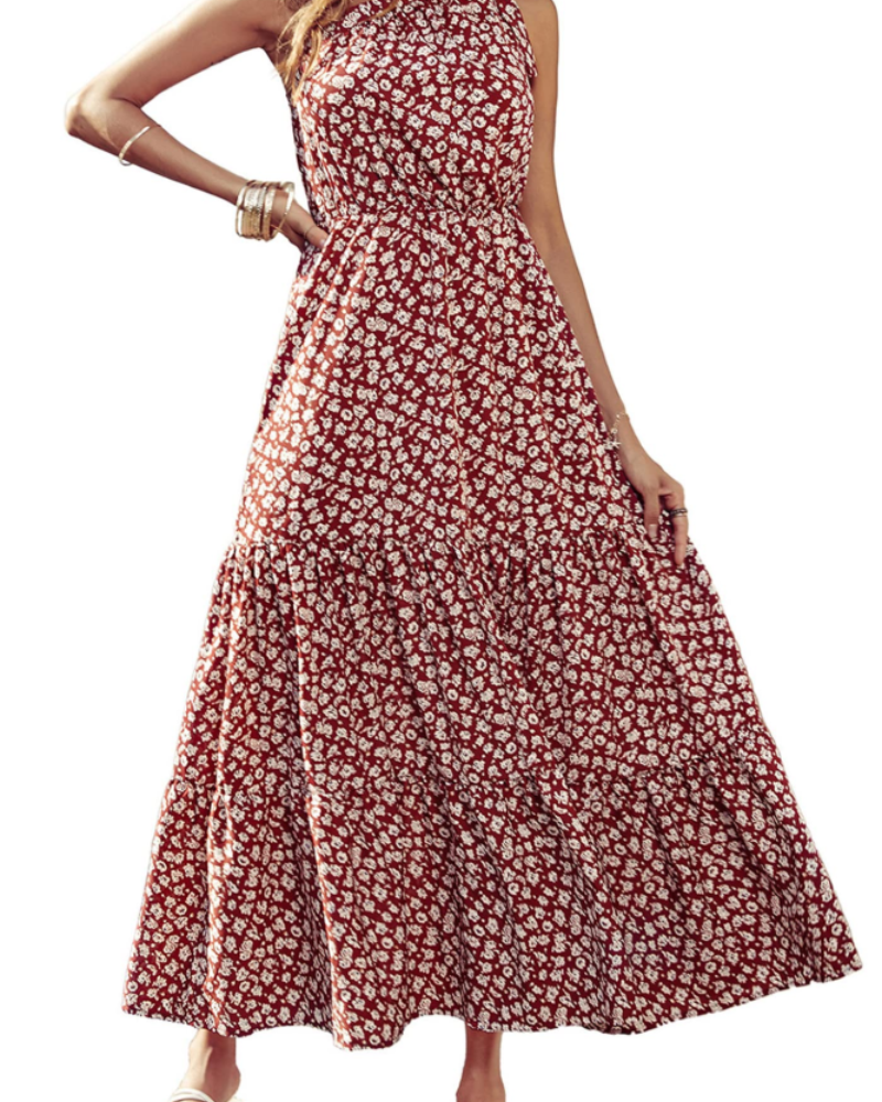 Avira Women's Dress – Floral Asymmetric Maxi Dress One Shoulder, Flowing Bohemian Summer Cut