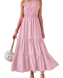 Avira Women's Dress – Floral Asymmetric Maxi Dress One Shoulder, Flowing Bohemian Summer Cut