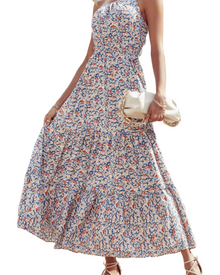 Avira Women's Dress – Floral Asymmetric Maxi Dress One Shoulder, Flowing Bohemian Summer Cut