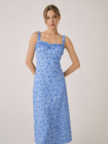Bohemian Dress Woman Chloe – Midi Vacation Dress with Floral Print & Cami Straps