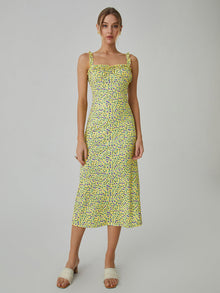 Bohemian Dress Woman Chloe – Midi Vacation Dress with Floral Print & Cami Straps