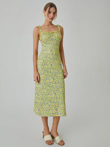 Bohemian Dress Woman Chloe – Midi Vacation Dress with Floral Print & Cami Straps