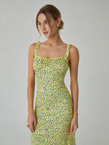 Bohemian Dress Woman Chloe – Midi Vacation Dress with Floral Print & Cami Straps