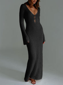 Women's Beach Dress Callie – Maxi Lightweight Cover-Up with Long Sleeves & Open Back