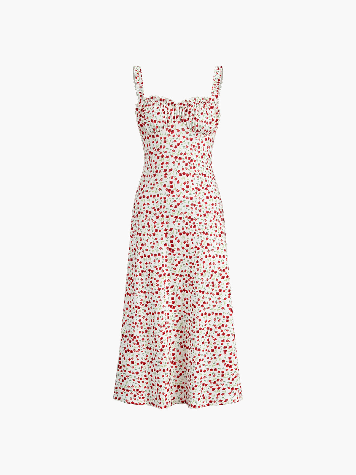 Bohemian Dress Woman Chloe – Midi Vacation Dress with Floral Print & Cami Straps