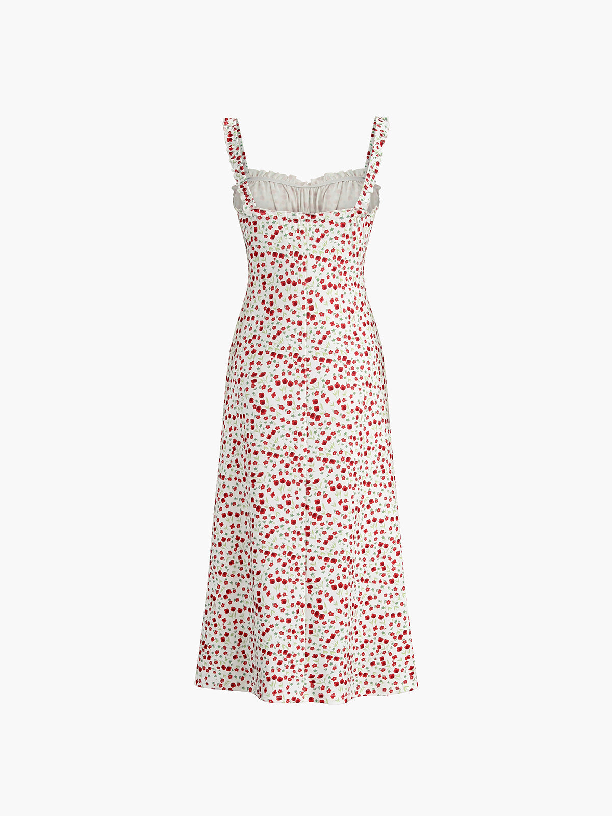 Bohemian Dress Woman Chloe – Midi Vacation Dress with Floral Print & Cami Straps