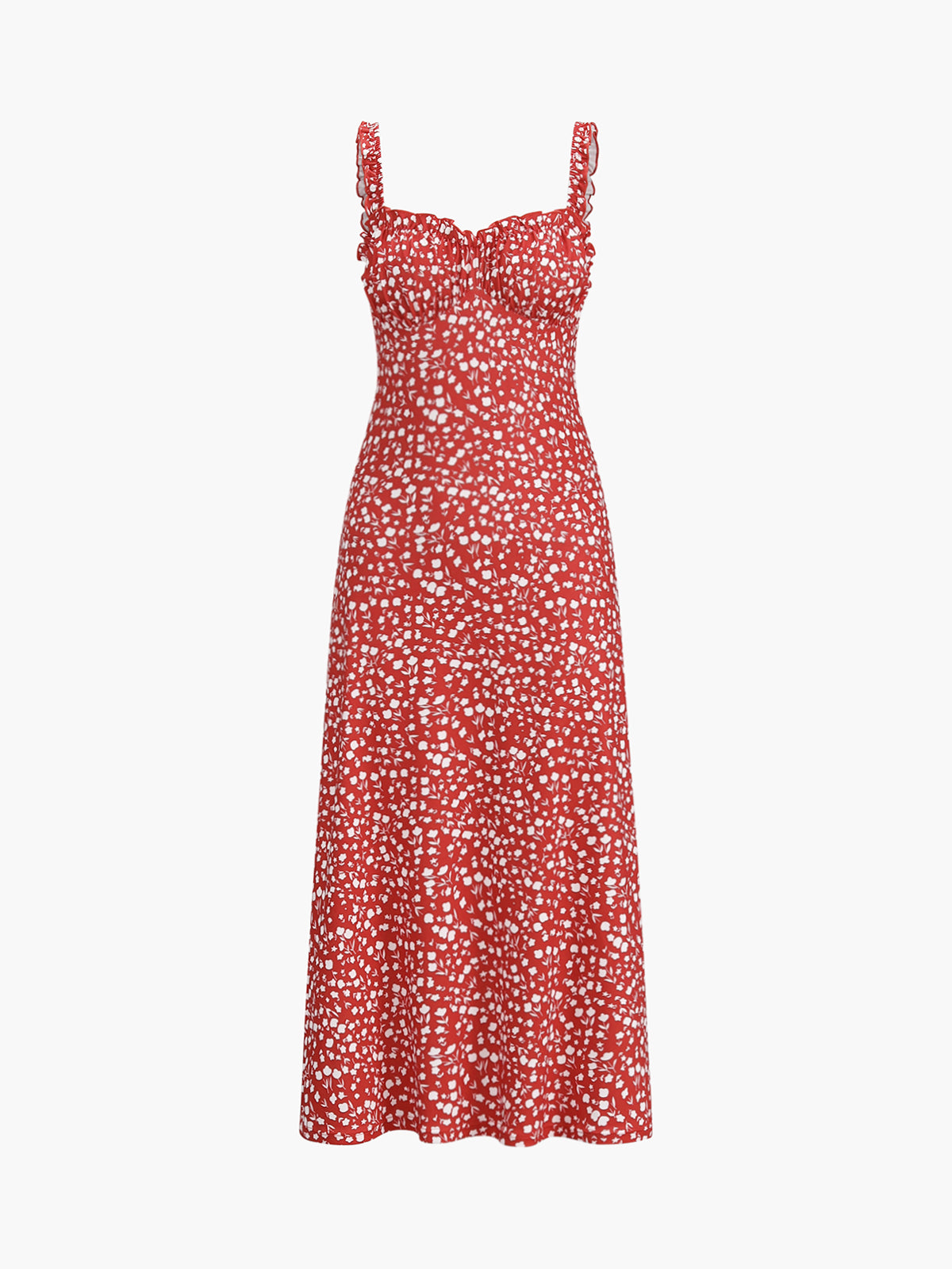Bohemian Dress Woman Chloe – Midi Vacation Dress with Floral Print & Cami Straps