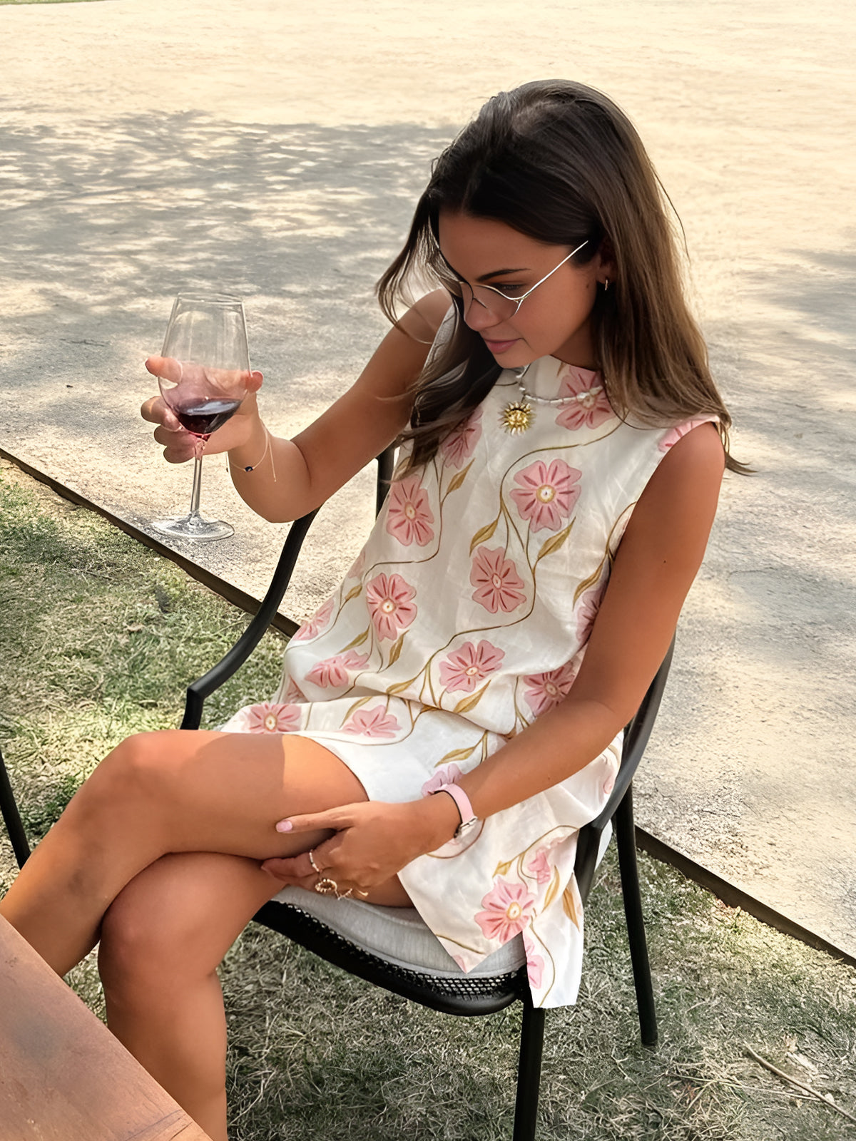 Summer Dress Women Clémence – Short Floral Dress Sleeveless with Lightweight Fabric and Feminine Cut
