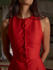 Summer Dress Women Cleo – Sleeveless Short Dress with Buttoning & Casual Elegant Look