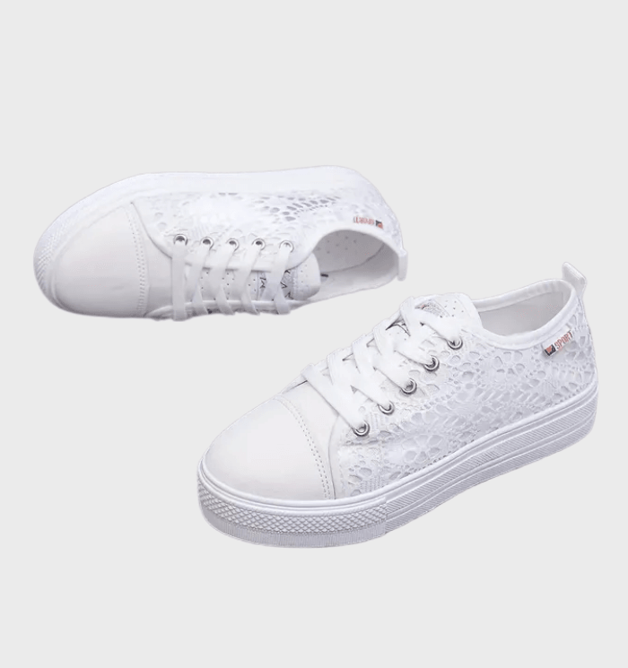 Alena Low Women's Sneakers – White Lace-up Shoes with Breathable Design & Non-slip Sole
