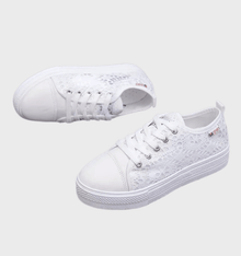 Alena Low Women's Sneakers – White Lace-up Shoes with Breathable Design & Non-slip Sole