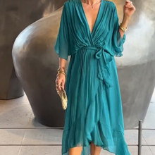 Women's Wrap Dress Aceline – Deep V Neckline and Waist Belt for an Elegant and Flattering Fit