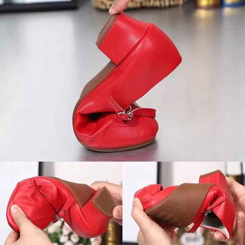 Charlotte Ballerines Femme – Elegant Low Heel Shoes & Comfortable Adjustable Strap
