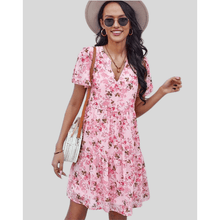Bettina Robe Mini Femme – Lightweight Summer Dress with V-Neck and Delicate Floral Print
