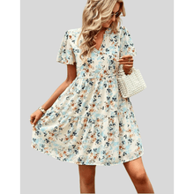 Bettina Robe Mini Femme – Lightweight Summer Dress with V-Neck and Delicate Floral Print