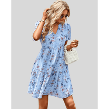 Bettina Robe Mini Femme – Lightweight Summer Dress with V-Neck and Delicate Floral Print