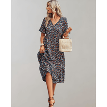 Bianka Robe Midi Woman – Light Floral Print with Flowing Cut and Romantic Butterfly Sleeves