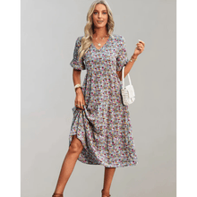 Bianka Robe Midi Woman – Light Floral Print with Flowing Cut and Romantic Butterfly Sleeves