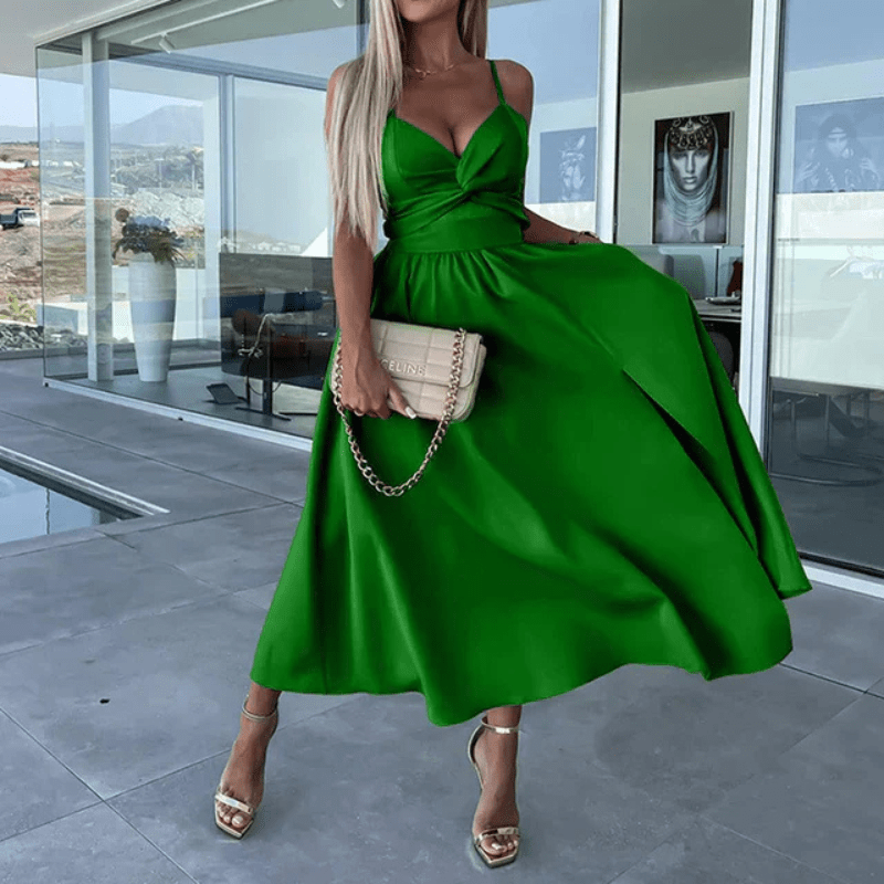 Bibiane Midi Dress Women – Modern Cutouts, Side Slit & Light Flowing Skirt