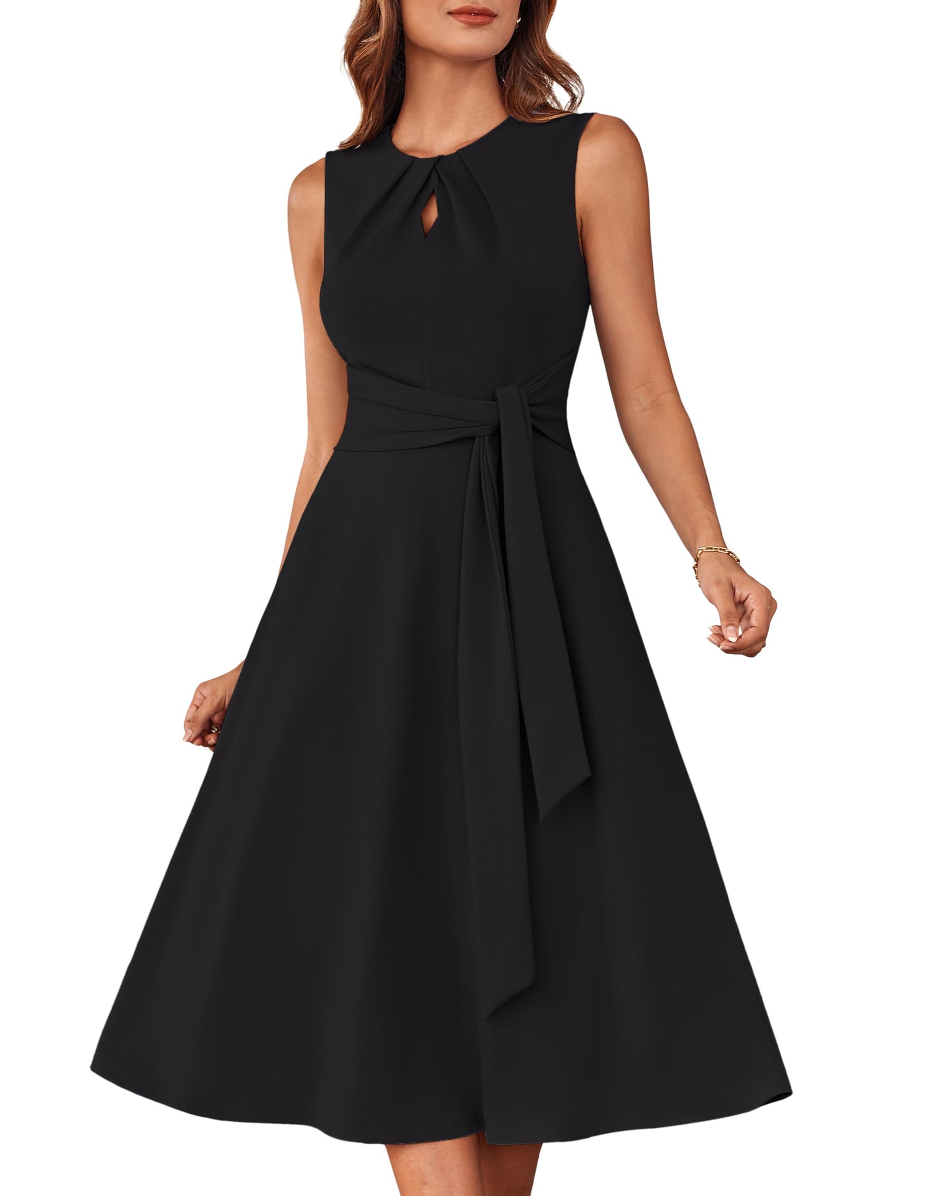 Mary Grace Women's Robe – Sleeveless Round Neck, Midi A-Line Cut & Belt with Pockets