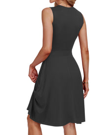 Jessel Women's Robe – Sleeveless V-Neck Wrap, A-Line Cut & Pockets Knee-Length Summer
