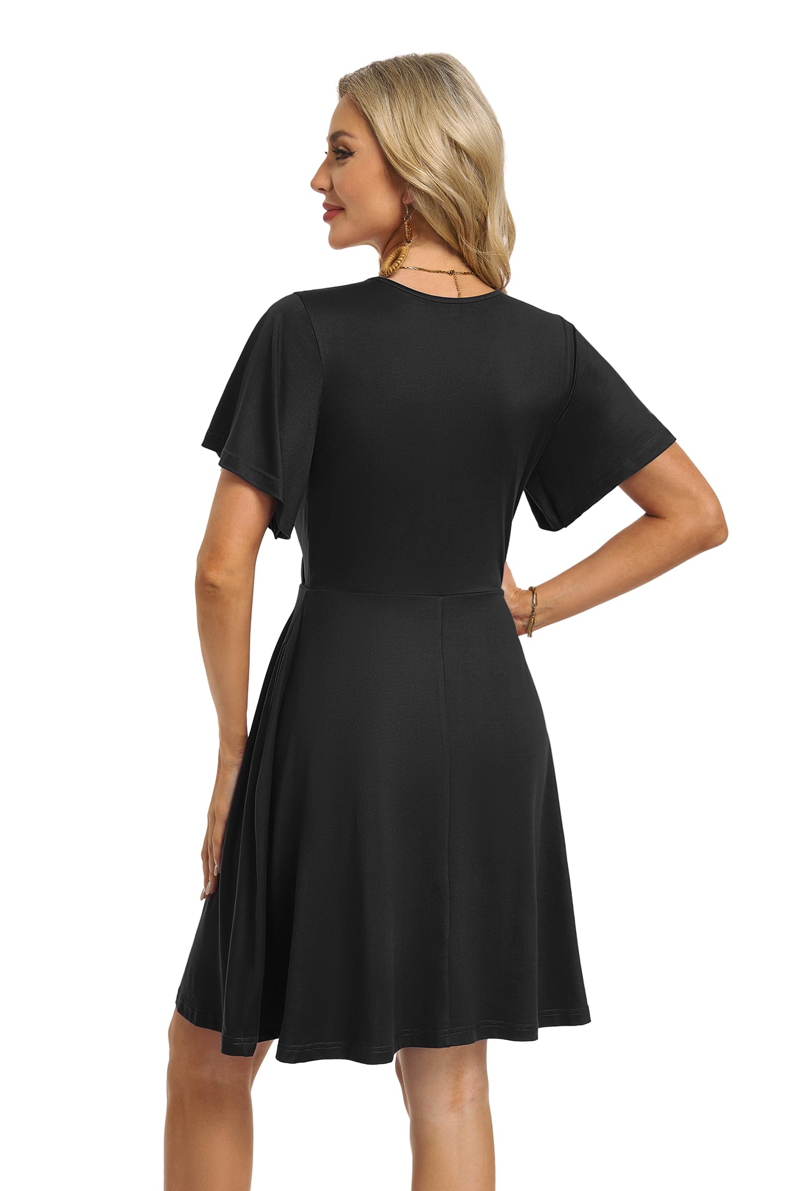 Mariselle Women's Dress – Floral V-Neck Wrap, Empire Waist & Pockets, A-Line Summer Cut