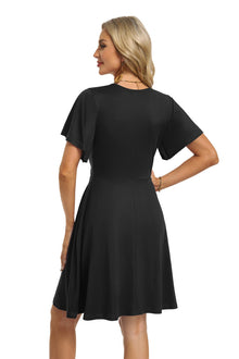 Mariselle Women's Dress – Floral V-Neck Wrap, Empire Waist & Pockets, A-Line Summer Cut