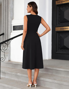 Mary Grace Women's Robe – Sleeveless Round Neck, Midi A-Line Cut & Belt with Pockets