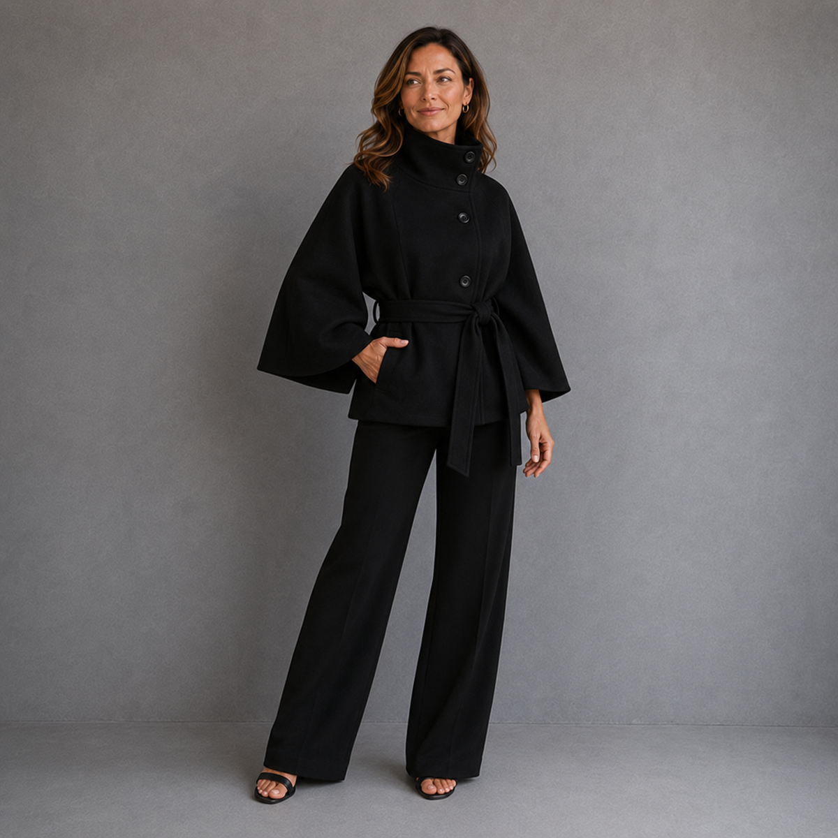 Valentina Moretti | Belted Cape Coat For Women