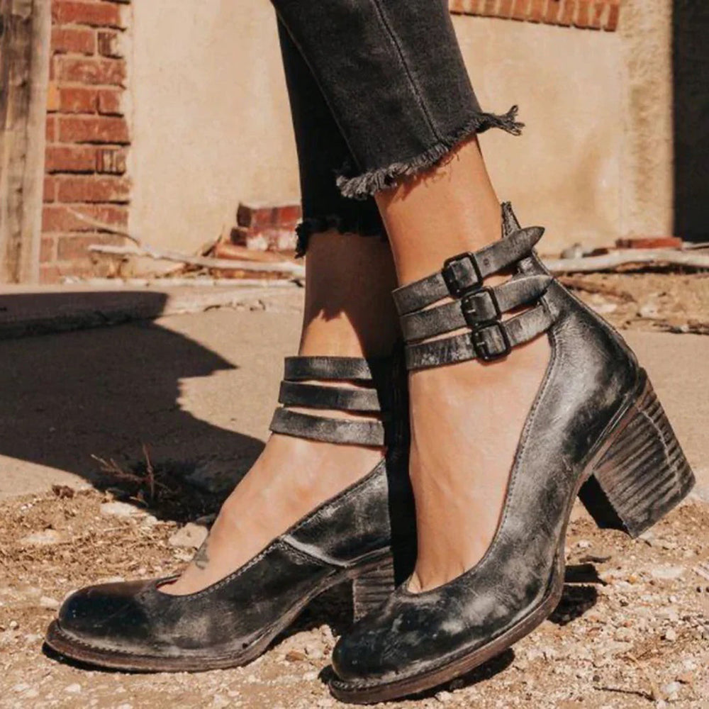 Women's Sage Heels – Thick Vegan Leather Heels with Comfortable Fit & Trendy Design