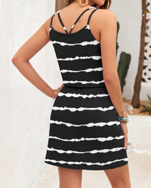 Ursula Women's Dress – V-Neck, Thin Straps, Mini Cut & Adjustable Waist with Pockets Summer