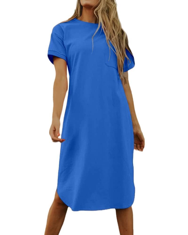 Thalassa Women's Robe T-Shirt – Cotton Crew Neck, Short Sleeves & Pockets, Relaxed Fit