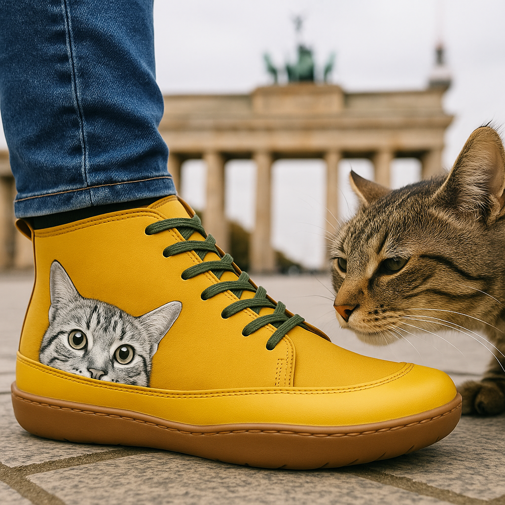 Angela Bottes Femme Cat Pattern – Comfortable & Warm Winter Shoes with Unique Style