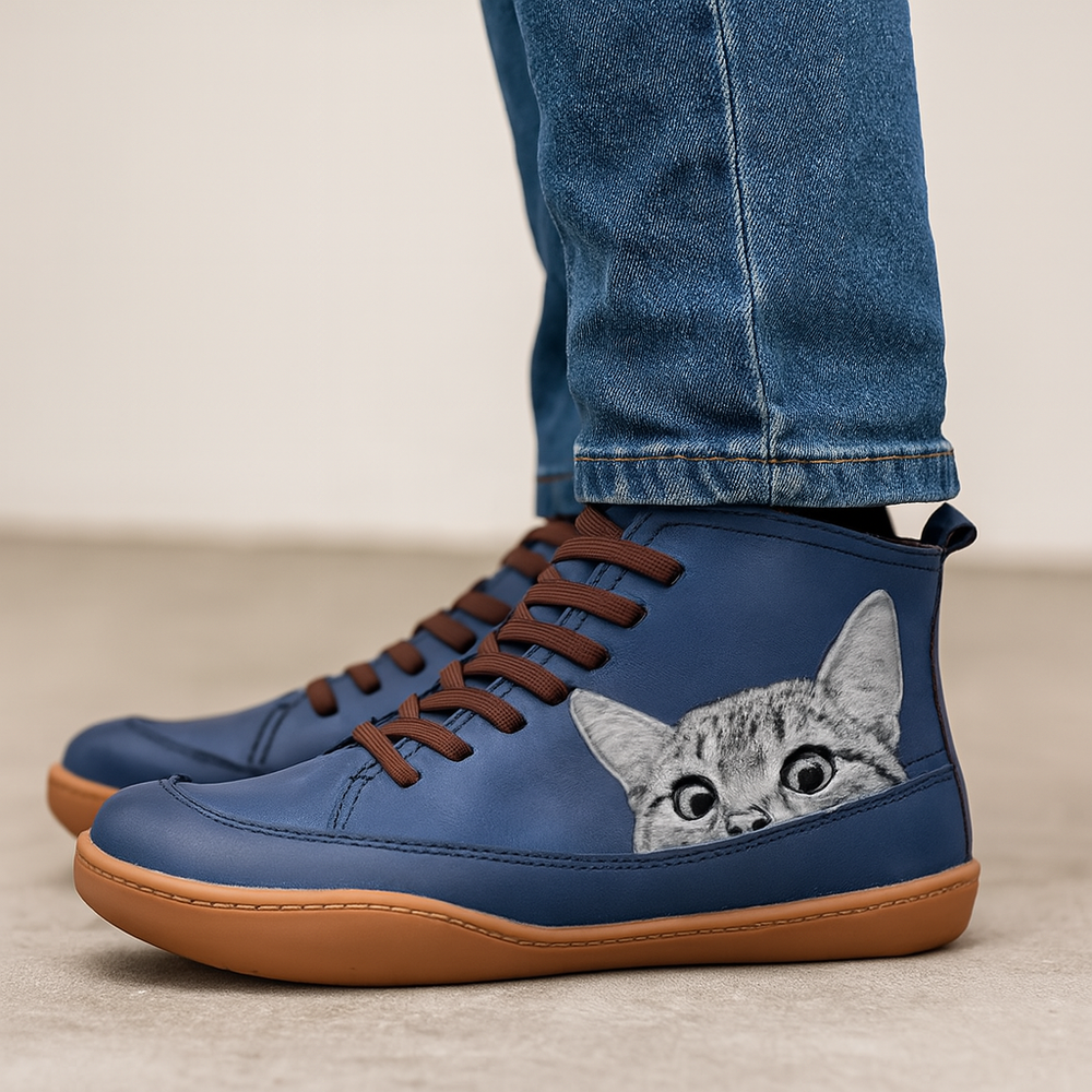 Angela Bottes Femme Cat Pattern – Comfortable & Warm Winter Shoes with Unique Style