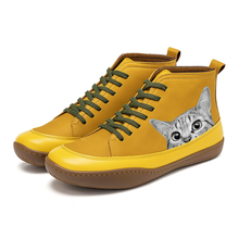 Angela Bottes Femme Cat Pattern – Comfortable & Warm Winter Shoes with Unique Style