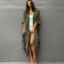 Brenna Robe Kimono Looksy – Bohemian Tie-Dye Print & Fluid Mid-Length Cut