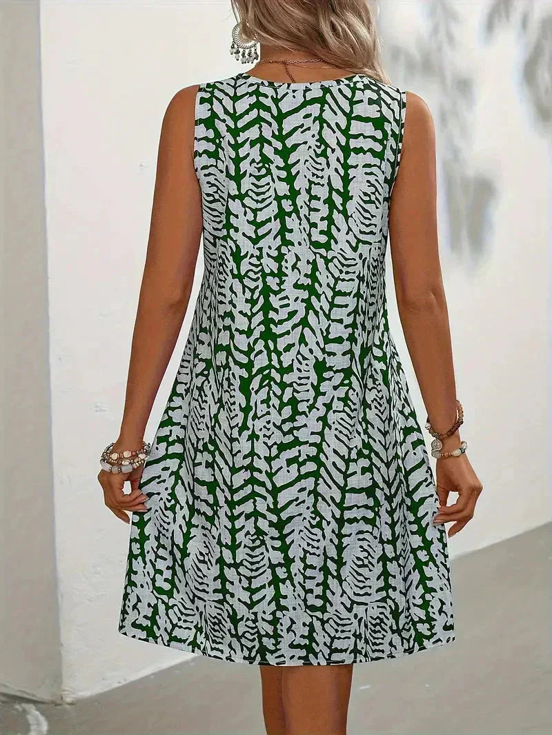 Hannie Mini Printed Dress Woman – Sleeveless Summer Dress in Lightweight and Breathable Fabric