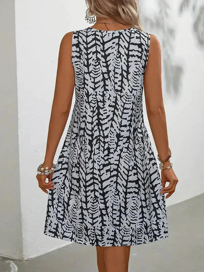 Hannie Mini Printed Dress Woman – Sleeveless Summer Dress in Lightweight and Breathable Fabric
